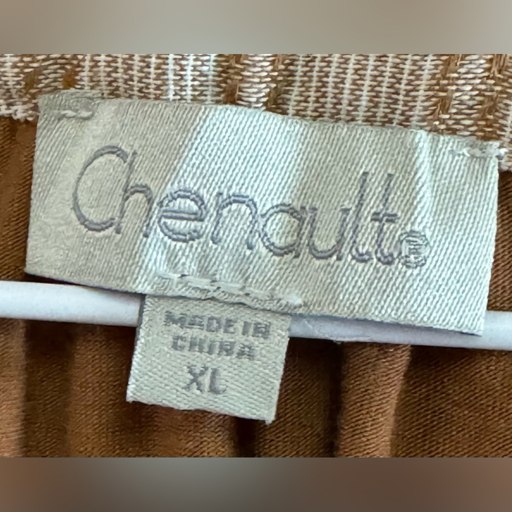 Chenault Cream and Tan Striped Peasant Blouse XL - Picture 4 of 5